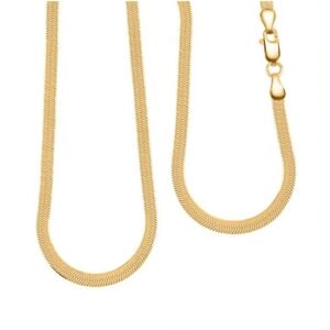 NWT, Italian Made, 3mm 14k Yellow Gold over Sterling Silver Herringbone Necklace